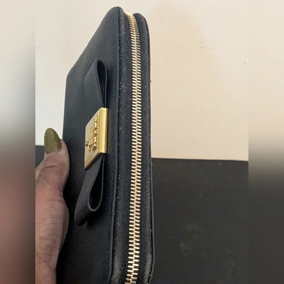 PRADA Authentic Genuine Saffiano Leather Ribbon Long Black Gold Hardware Wallet - Picture 2 of 15